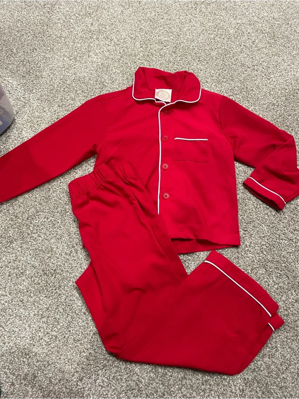 The Beaufort Bonnet Company Red Kids Pajama Set with White Trim